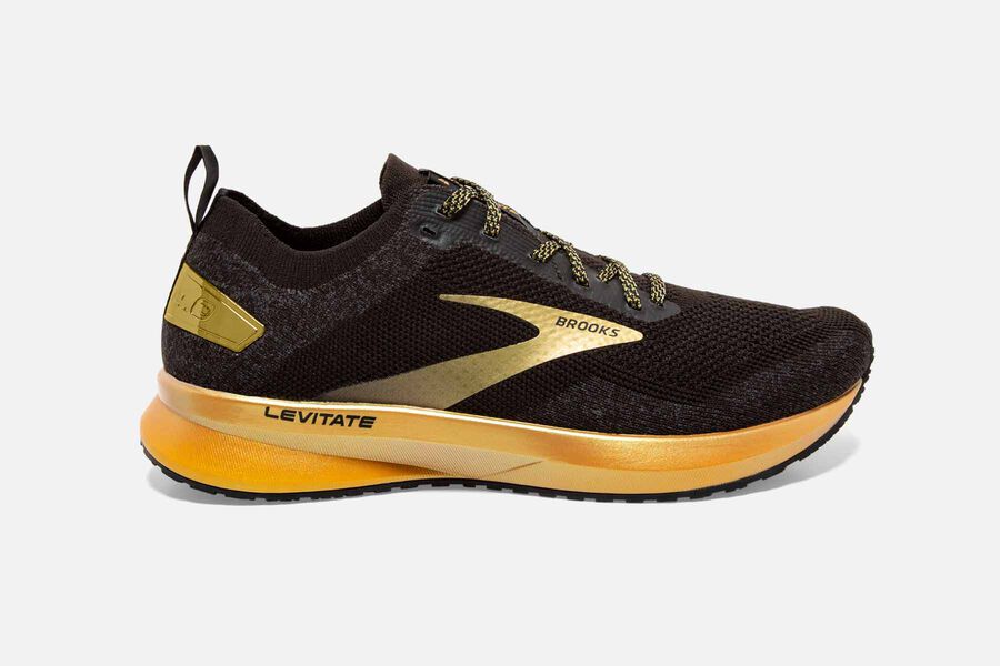 Brooks Levitate 4 Womens Australia - Road Running Shoes - Black/Gold (054-AJSDR)